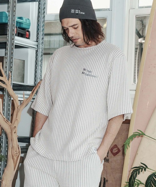 No Rain No Rainbow(ノーレインノーレインボー)の「mt10383-waffle knit cut&sewn カットソー(NR26S-03)(Tシャツ/カットソー・メンズ・ネイビー×ホワイト/ブラック/グレー×ホワイト・L/M/S)」の13枚目の写真