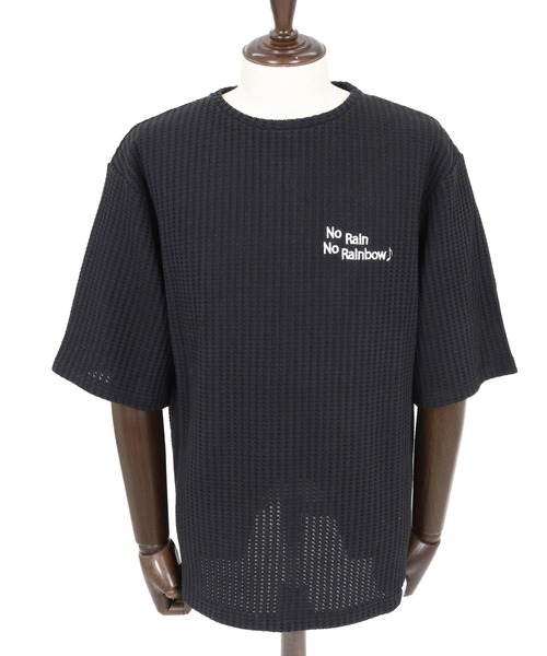 No Rain No Rainbow(ノーレインノーレインボー)の「mt10383-waffle knit cut&sewn カットソー(NR26S-03)(Tシャツ/カットソー・メンズ・ネイビー×ホワイト/ブラック/グレー×ホワイト・L/M/S)」の17枚目の写真