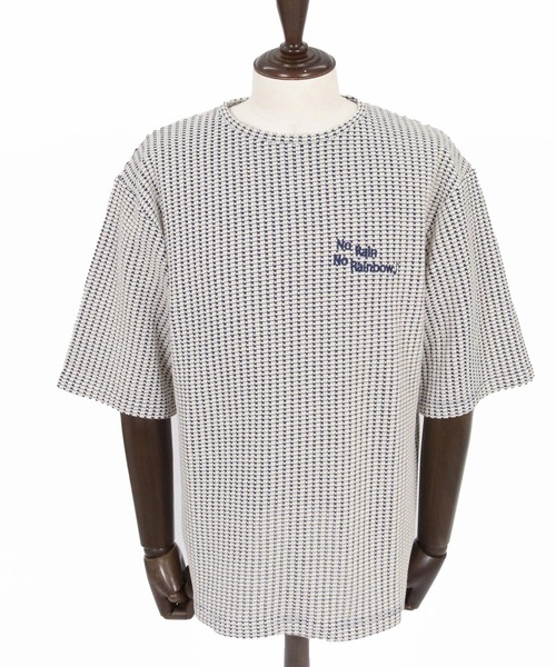 No Rain No Rainbow(ノーレインノーレインボー)の「mt10383-waffle knit cut&sewn カットソー(NR26S-03)(Tシャツ/カットソー・メンズ・ネイビー×ホワイト/ブラック/グレー×ホワイト・L/M/S)」の21枚目の写真