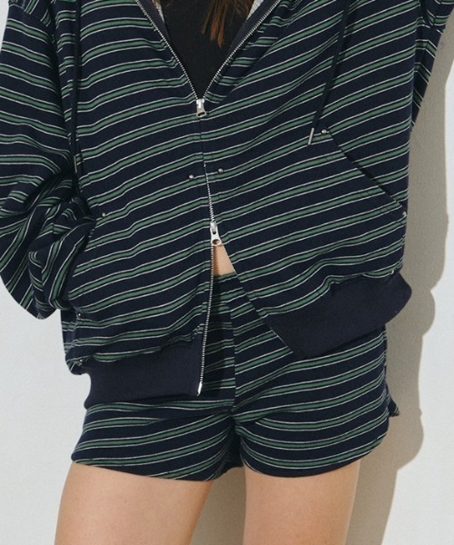 Midnight Move(ミッドナイトムーブ)の「A'GEM/9 × .kom 『MIDNIGHT MOVE/ミッドナイトムーブ』set st pants/ボーダーショートパンツ(その他パンツ・レディース・アイボリー/ネイビー・FREE)」の1枚目の写真