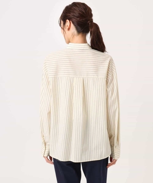 MK MICHEL KLEIN（エムケーミッシェルクラン）の「[洗える]ティアードフリルストライプ柄シャツブラウス（シャツ/ブラウス・レディース・ダークインディゴブルー/クリーム/アイボリー・38）」の13枚目の写真