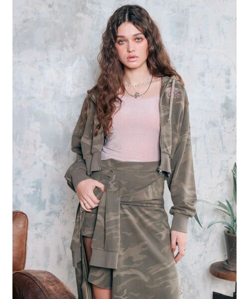 EVRIS(エヴリス)の「ダメージスウェットアシンメトリーロングスカート【セットアップ着用可能】春服(スカート・レディース・その他1/グレー/ホワイト・FREE)」の7枚目の写真