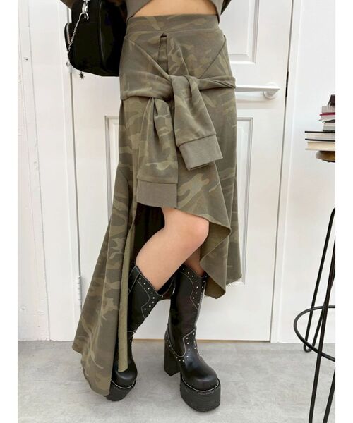 EVRIS(エヴリス)の「ダメージスウェットアシンメトリーロングスカート【セットアップ着用可能】春服(スカート・レディース・その他1/グレー/ホワイト・FREE)」の11枚目の写真