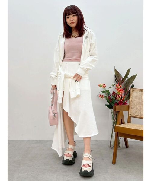EVRIS(エヴリス)の「ダメージスウェットアシンメトリーロングスカート【セットアップ着用可能】春服(スカート・レディース・その他1/グレー/ホワイト・FREE)」の20枚目の写真