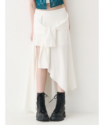 ダメージスウェットアシンメトリーロングスカート【セットアップ着用可能】春服