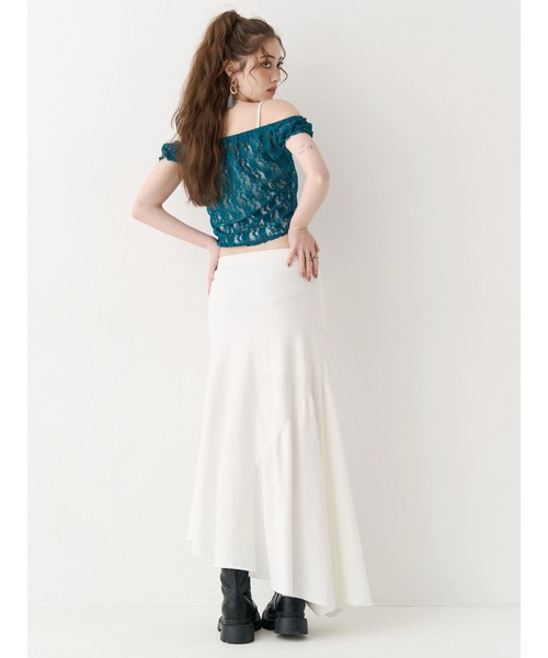 EVRIS(エヴリス)の「ダメージスウェットアシンメトリーロングスカート【セットアップ着用可能】春服(スカート・レディース・その他1/グレー/ホワイト・FREE)」の6枚目の写真