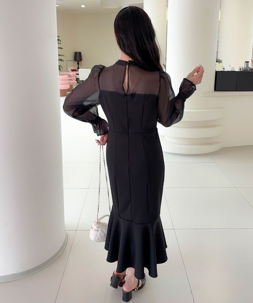 Jasmine Grandiflorum（ジャスミングランディフローラム）の「【Jasmine】キャンディースリーブマーメイドコンビワンピース (SS)（ワンピース・レディース・ブラック・FREE）」の7枚目の写真