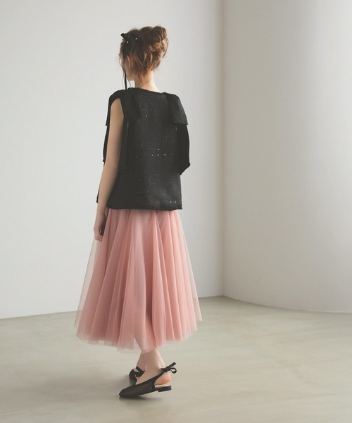 MERAKI(メラキ)の「ツイードリボンジレ(ベスト・レディース・ブラック/ピンク/ホワイト・FREE)」の11枚目の写真