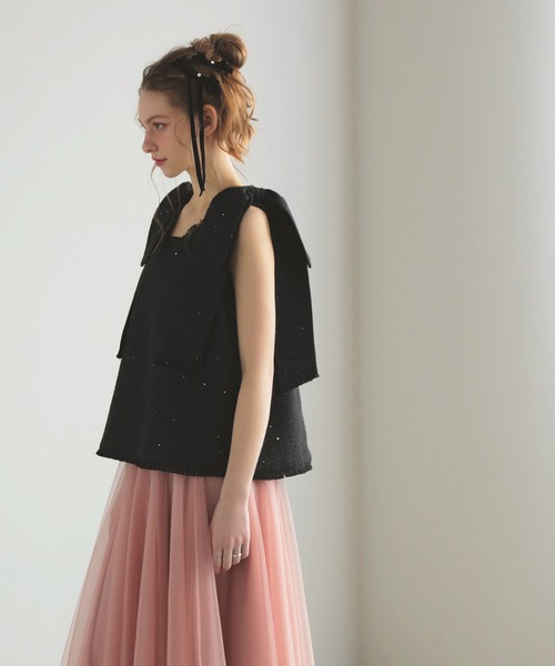 MERAKI(メラキ)の「ツイードリボンジレ(ベスト・レディース・ブラック/ピンク/ホワイト・FREE)」の12枚目の写真