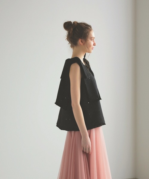 MERAKI(メラキ)の「ツイードリボンジレ(ベスト・レディース・ブラック/ピンク/ホワイト・FREE)」の15枚目の写真