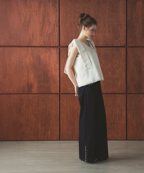 MERAKI(メラキ)の「ツイードリボンジレ(ベスト・レディース・ブラック/ピンク/ホワイト・FREE)」の16枚目の写真