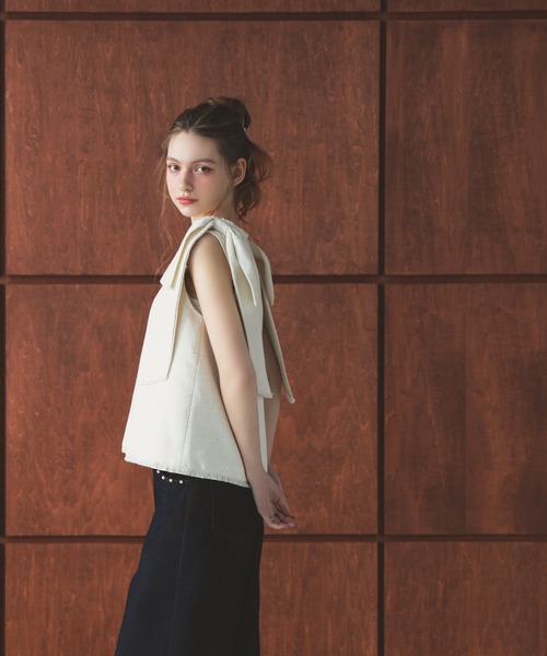 MERAKI(メラキ)の「ツイードリボンジレ(ベスト・レディース・ブラック/ピンク/ホワイト・FREE)」の17枚目の写真