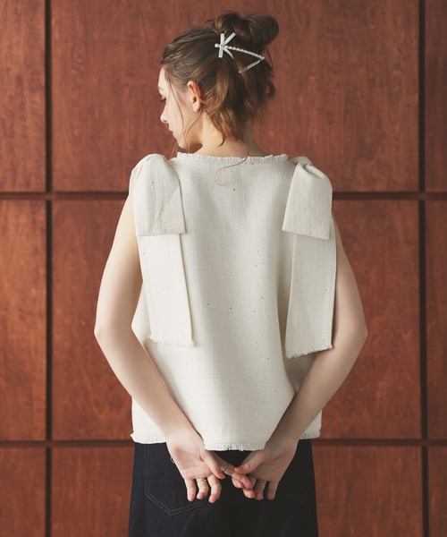 MERAKI(メラキ)の「ツイードリボンジレ(ベスト・レディース・ブラック/ピンク/ホワイト・FREE)」の18枚目の写真