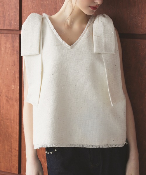 MERAKI(メラキ)の「ツイードリボンジレ(ベスト・レディース・ブラック/ピンク/ホワイト・FREE)」の20枚目の写真