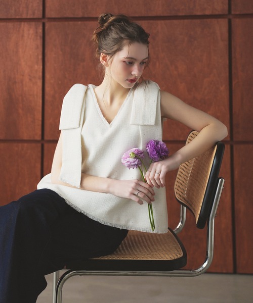 MERAKI(メラキ)の「ツイードリボンジレ(ベスト・レディース・ブラック/ピンク/ホワイト・FREE)」の21枚目の写真