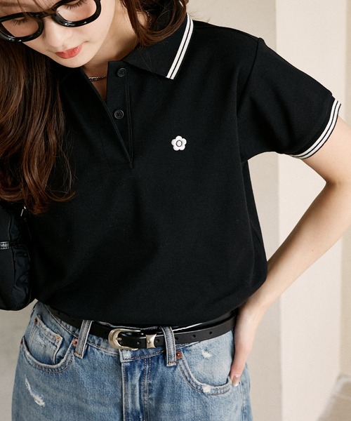 ポロシャツ MARY QUANT MARY QUANT ポロシャツ ブラック - メルカリ