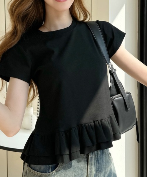 Ada.(エイダ)の「裾フリルティアード 半袖Tシャツ(Tシャツ/カットソー・レディース・グレー/ブラック/ネイビー/ホワイト・FREE)」の13枚目の写真
