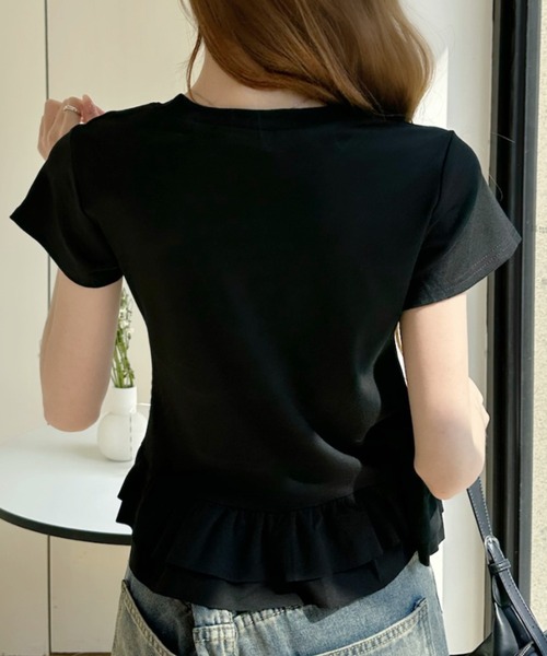 Ada.(エイダ)の「裾フリルティアード 半袖Tシャツ(Tシャツ/カットソー・レディース・グレー/ブラック/ネイビー/ホワイト・FREE)」の15枚目の写真