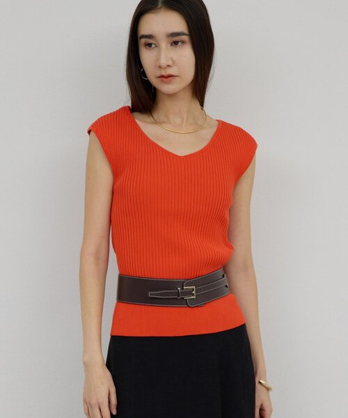 GALLARDAGALANTE(ガリャルダガランテ)の「ランダムリブニット(ニット/セーター・レディース・ブラック/オレンジ・FREE)」の1枚目の写真