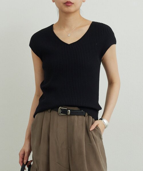 GALLARDAGALANTE(ガリャルダガランテ)の「ランダムリブニット(ニット/セーター・レディース・ブラック/オレンジ・FREE)」の2枚目の写真