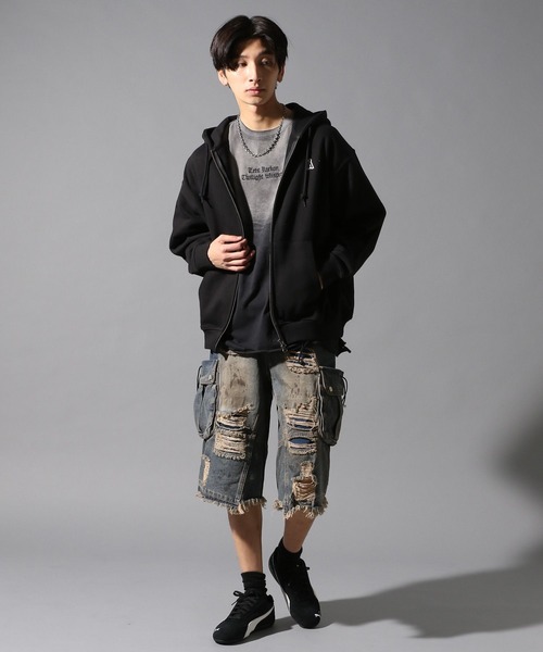 LAND MUSEUM(ランドミュージアム)の「LAND MUSEUM/グラデダメージTシャツ(Tシャツ/カットソー・メンズ・チャコール・LARGE/MEDIUM)」の2枚目の写真