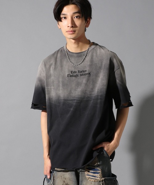 LAND MUSEUM(ランドミュージアム)の「LAND MUSEUM/グラデダメージTシャツ(Tシャツ/カットソー・メンズ・チャコール・LARGE/MEDIUM)」の8枚目の写真