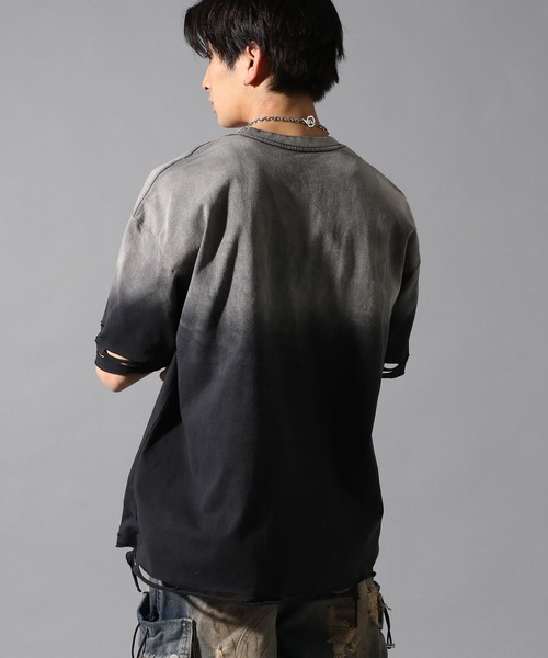 LAND MUSEUM(ランドミュージアム)の「LAND MUSEUM/グラデダメージTシャツ(Tシャツ/カットソー・メンズ・チャコール・LARGE/MEDIUM)」の10枚目の写真