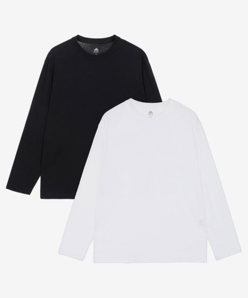 BASIC HOUSE（ベーシックハウス）の「[2PACK] 綿30番手 リラックスフィット 長袖Tシャツ 2パック (2色)（Tシャツ/カットソー・レディース・ホワイト/ブラック・105/85/90/95/100/110/115）」の15枚目の写真