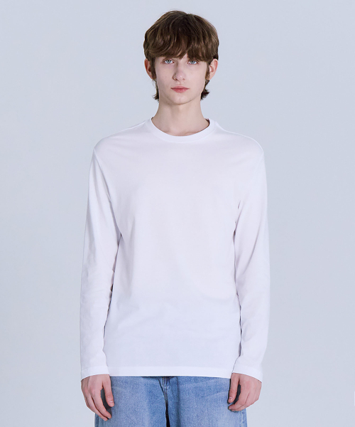 BASIC HOUSE（ベーシックハウス）の「[2PACK] 綿30番手 リラックスフィット 長袖Tシャツ 2パック (2色)（Tシャツ/カットソー・レディース・ホワイト/ブラック・105/85/90/95/100/110/115）」の13枚目の写真