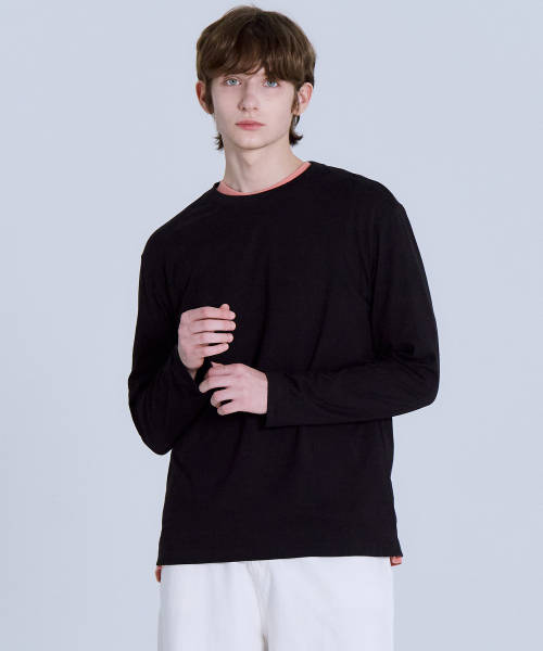 BASIC HOUSE（ベーシックハウス）の「[2PACK] 綿30番手 リラックスフィット 長袖Tシャツ 2パック (2色)（Tシャツ/カットソー・レディース・ホワイト/ブラック・105/85/90/95/100/110/115）」の11枚目の写真