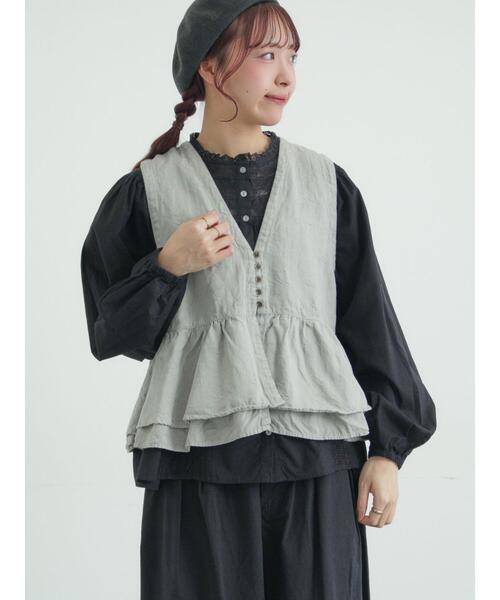 TSUHARU by Samansa Mos2（ツハルバイサマンサモスモス）の「【tukuroi】コットンジャカード製品染めベスト《WEB限定》（ベスト・レディース・ピンク/モカ/キナリ/ブラック/グレー・F）」の3枚目の写真