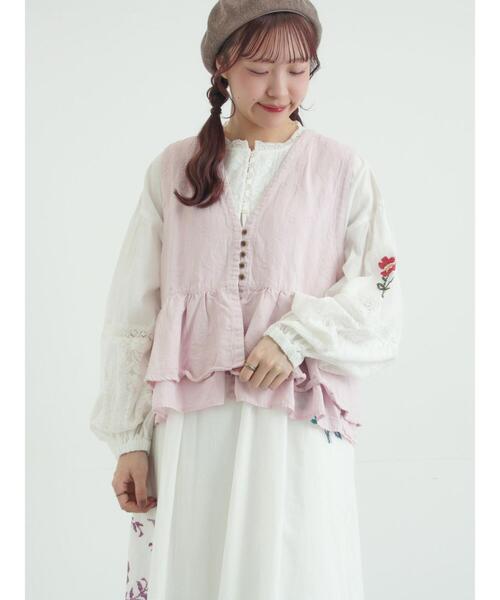 TSUHARU by Samansa Mos2（ツハルバイサマンサモスモス）の「【tukuroi】コットンジャカード製品染めベスト《WEB限定》（ベスト・レディース・ピンク/モカ/キナリ/ブラック/グレー・F）」の5枚目の写真