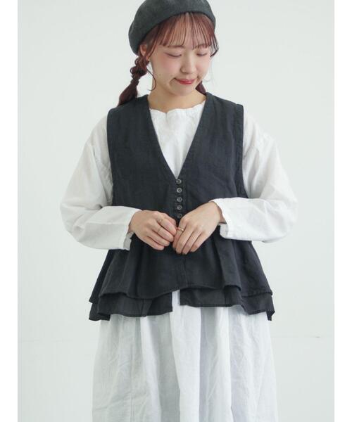 TSUHARU by Samansa Mos2（ツハルバイサマンサモスモス）の「【tukuroi】コットンジャカード製品染めベスト《WEB限定》（ベスト・レディース・ピンク/モカ/キナリ/ブラック/グレー・F）」の2枚目の写真