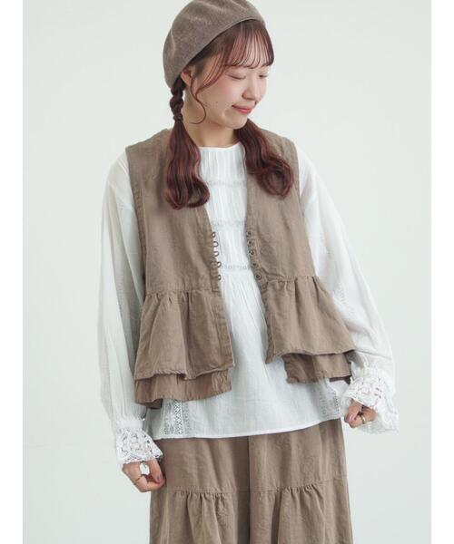 TSUHARU by Samansa Mos2（ツハルバイサマンサモスモス）の「【tukuroi】コットンジャカード製品染めベスト《WEB限定》（ベスト・レディース・ピンク/モカ/キナリ/ブラック/グレー・F）」の4枚目の写真