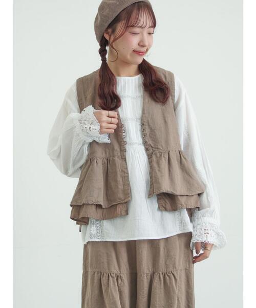 TSUHARU by Samansa Mos2（ツハルバイサマンサモスモス）の「【tukuroi】コットンジャカード製品染めベスト《WEB限定》（ベスト・レディース・ピンク/モカ/キナリ/ブラック/グレー・F）」の7枚目の写真