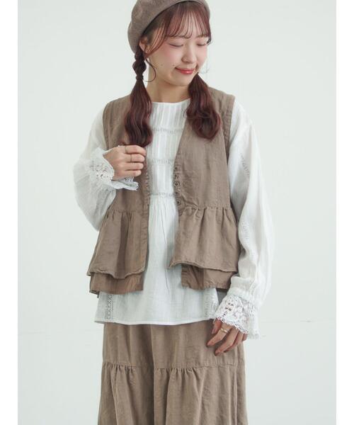 TSUHARU by Samansa Mos2（ツハルバイサマンサモスモス）の「【tukuroi】コットンジャカード製品染めベスト《WEB限定》（ベスト・レディース・ピンク/モカ/キナリ/ブラック/グレー・F）」の8枚目の写真