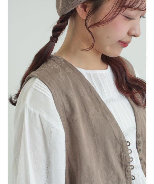 TSUHARU by Samansa Mos2（ツハルバイサマンサモスモス）の「【tukuroi】コットンジャカード製品染めベスト《WEB限定》（ベスト・レディース・ピンク/モカ/キナリ/ブラック/グレー・F）」の9枚目の写真