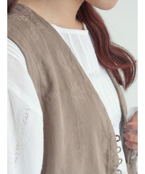 TSUHARU by Samansa Mos2（ツハルバイサマンサモスモス）の「【tukuroi】コットンジャカード製品染めベスト《WEB限定》（ベスト・レディース・ピンク/モカ/キナリ/ブラック/グレー・F）」の10枚目の写真