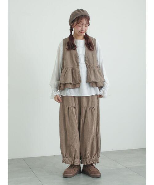 TSUHARU by Samansa Mos2（ツハルバイサマンサモスモス）の「【tukuroi】コットンジャカード製品染めベスト《WEB限定》（ベスト・レディース・ピンク/モカ/キナリ/ブラック/グレー・F）」の12枚目の写真