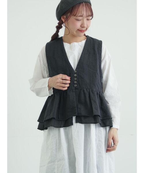 TSUHARU by Samansa Mos2（ツハルバイサマンサモスモス）の「【tukuroi】コットンジャカード製品染めベスト《WEB限定》（ベスト・レディース・ピンク/モカ/キナリ/ブラック/グレー・F）」の15枚目の写真