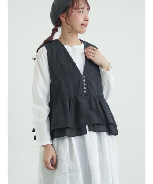 TSUHARU by Samansa Mos2（ツハルバイサマンサモスモス）の「【tukuroi】コットンジャカード製品染めベスト《WEB限定》（ベスト・レディース・ピンク/モカ/キナリ/ブラック/グレー・F）」の16枚目の写真