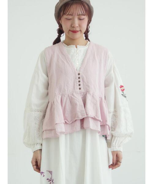 TSUHARU by Samansa Mos2（ツハルバイサマンサモスモス）の「【tukuroi】コットンジャカード製品染めベスト《WEB限定》（ベスト・レディース・ピンク/モカ/キナリ/ブラック/グレー・F）」の22枚目の写真