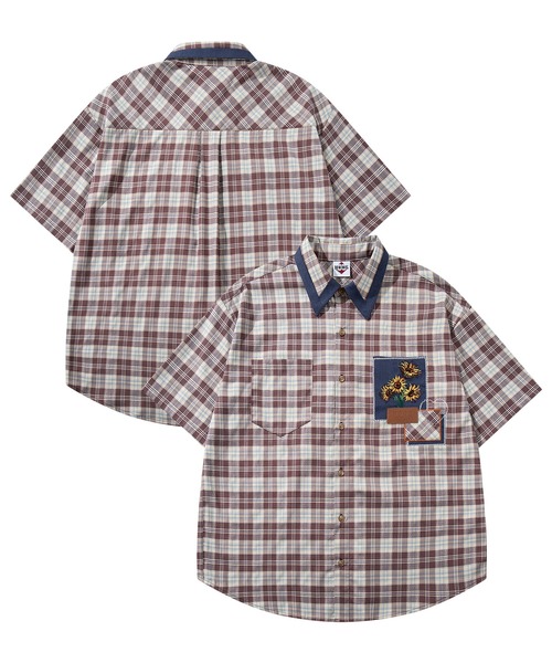 HOOK -original- Retro malchich check patchwork футболка с вышивкой (SS)
