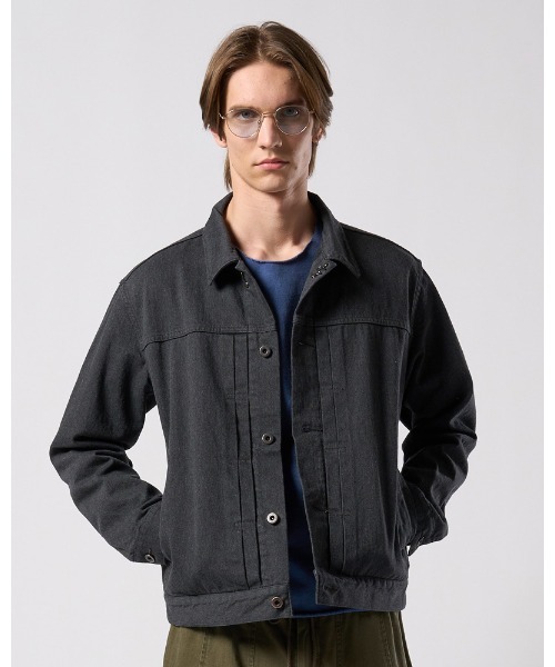 wjk（ダヴルジェイケイ）の「denim jacket type1 (OW)（デニムジャケット・メンズ・チャコールグレー/インディゴブルー・SMALL/MEDIUM/LARGE/X-LARGE）」の4枚目の写真
