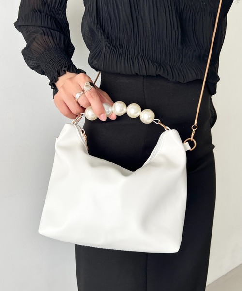 wears(ウェアーズ)の「2wayパールハンドル ハンドバッグ クラッチバッグ(ハンドバッグ・レディース・シルバー/ホワイト/ブラック/ベージュ・FREE)」の15枚目の写真