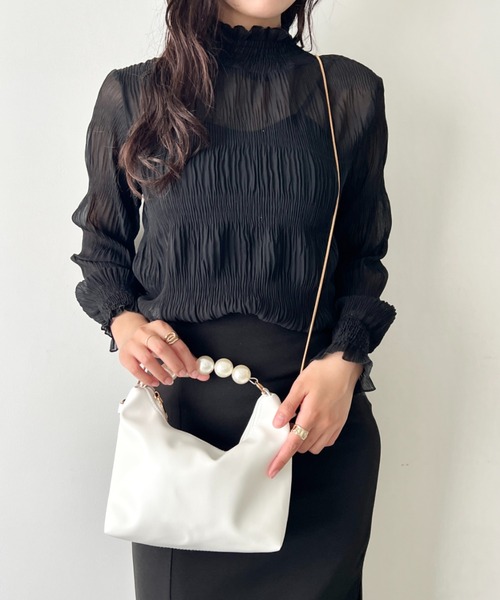 wears(ウェアーズ)の「2wayパールハンドル ハンドバッグ クラッチバッグ(ハンドバッグ・レディース・シルバー/ホワイト/ブラック/ベージュ・FREE)」の18枚目の写真