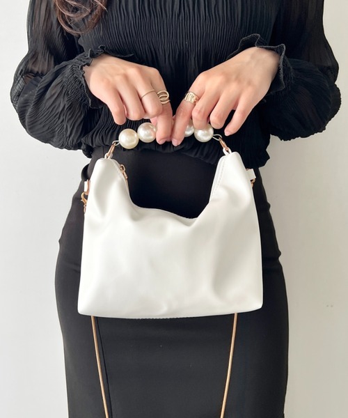 wears(ウェアーズ)の「2wayパールハンドル ハンドバッグ クラッチバッグ(ハンドバッグ・レディース・シルバー/ホワイト/ブラック/ベージュ・FREE)」の20枚目の写真