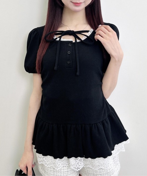 INGNI(イング)の「ヘンリーネックペプラムリブトップス(Tシャツ/カットソー・レディース・ホワイト系その他/ブラック系その他4/ライトピンク/ブラック/グレー・M)」の18枚目の写真