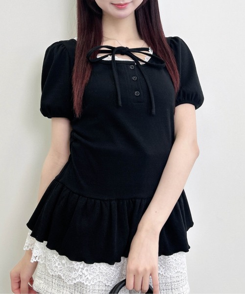 INGNI(イング)の「ヘンリーネックペプラムリブトップス(Tシャツ/カットソー・レディース・ホワイト系その他/ブラック系その他4/ライトピンク/ブラック/グレー・M)」の19枚目の写真