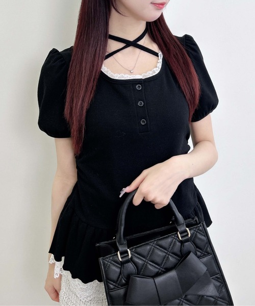 INGNI(イング)の「ヘンリーネックペプラムリブトップス(Tシャツ/カットソー・レディース・ホワイト系その他/ブラック系その他4/ライトピンク/ブラック/グレー・M)」の20枚目の写真